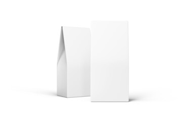 Paper Bag for tea or herbal, Front and Half Side view, White Blank, Template, Mockup