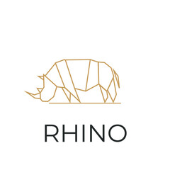 Simple line art geometric rhino illustration logo