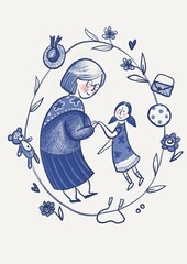 Ricordo d'infanzia, Nonna e nipote giocano insieme