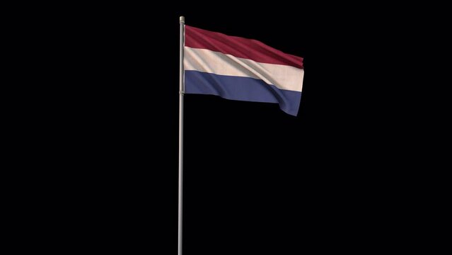 Netherlands flag, 4k video background is transparent