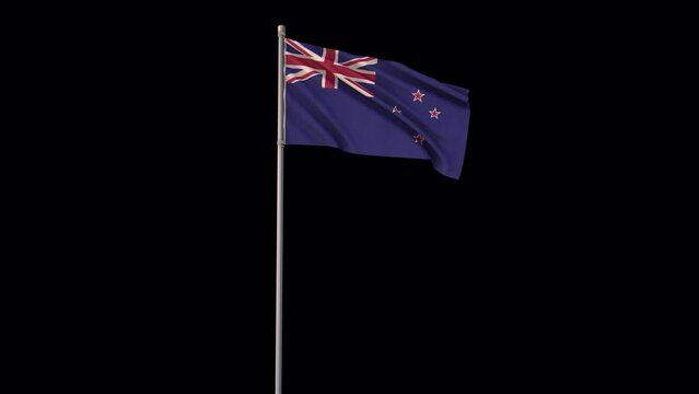 New Zealand flag, 4k video background is transparent