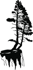 Silhouette of a tree, pine. Flat illustration of a tree. Vector.
