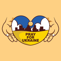 Hand drawn flat pray for ukraine