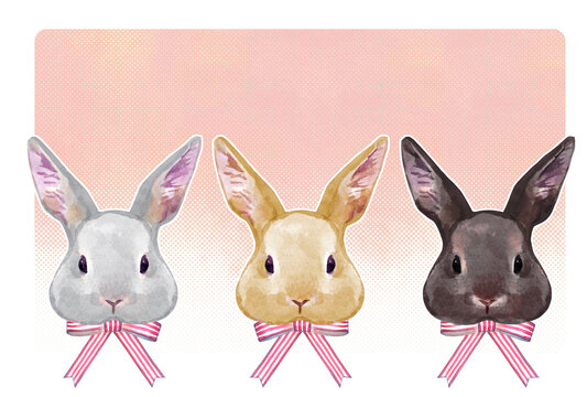 おしゃれなうさぎの水彩イラスト