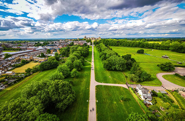 Aerial view of Windsor castle, a royal residence at Windsor in the English county of Berkshire