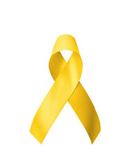 Sarcoma Bone Cancer ribbon awareness with yellow bow color isolated on white background for bladder...