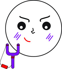 Cunning smiley up to something with a slingshot. 
Vector illustration, flat style