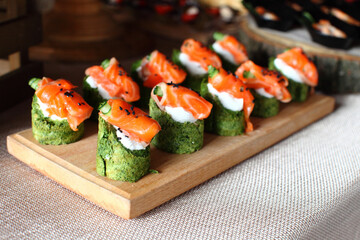 Creative Cuisine Appetizer Shrimp Seafood. Shrimp appetizers during a party.