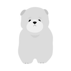 Fluffy domestic puppy dog. Cute family doggie friend, kawaii pet vector illustration