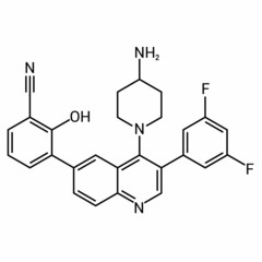 chemical structure of Paltusotine (C27H22F2N4O)