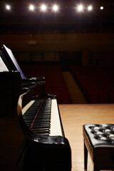 grand piano in performance hall