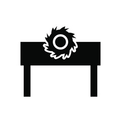 Circular machine on the table, black sign on a white background, logo for design, vector illustration