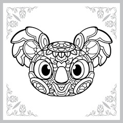 cute koala head zentangle arts. isolated on white background.
