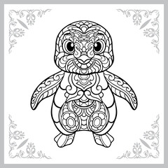 cute penguin zentangle arts. isolated on white background.