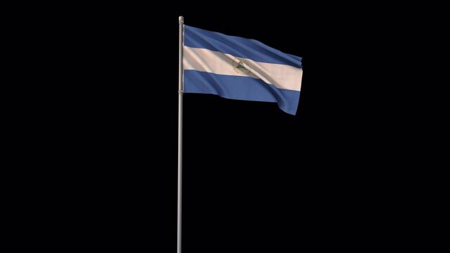Nicaragua flag, 4k video background is transparent