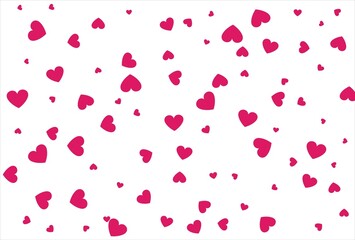 Red heart background. Love confetti background