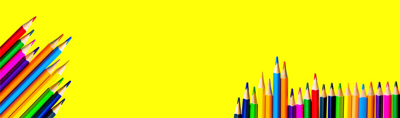 Color pencils isolated. Back to school concept copy space for text