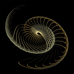 Abstract golden line spiral circle vector background