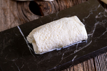 Clotted cream. Fresh milk cream. Fresh cow cream prepared daily. Close-up.