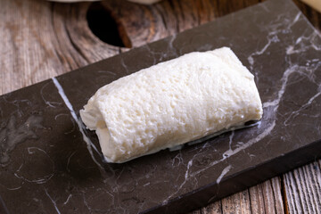 Clotted cream. Fresh milk cream. Fresh cow cream prepared daily. Close-up.