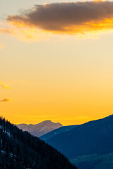 sunset over the mountains (Tristach, Lienz, Tyrol, Austria)