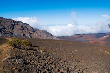 overlooking valley at haleakala crater maui hawaii