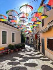 Typical cobbled street of charming little old town Szentendre in Hungary © Katalin
