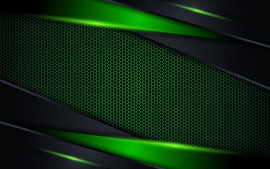 Modern futuristic black background combination with green technology diagonal