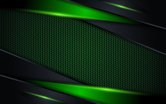 Modern futuristic black background combination with green technology diagonal