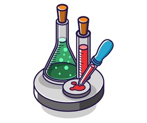 Flat isometric concept illustration. lab experiment bottle