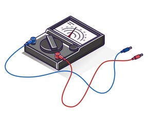 Flat isometric concept illustration. avo meter voltage detection device