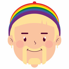 LGBT man happy face cartoon cute