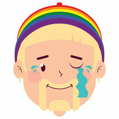 LGBT man crying face cartoon cute