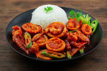 Squids Roe with Korean Sauce Kochujung Served Rice