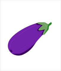 Fresh eggplant composition. Whole purple aubergines with stems. Raw brinjal vegetables. Veggie food. Flat vector illustration isolated on white background