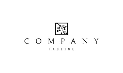Vector logo on which an abstract image of a branch of a cherry tree in a square.