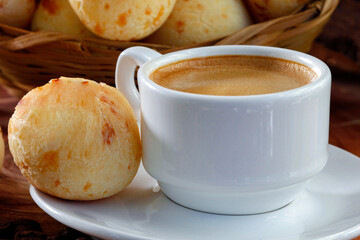 Cheese bread with cup of coffee