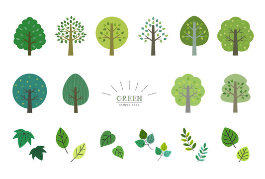 緑の木々と葉　イラスト素材セット / vector eps