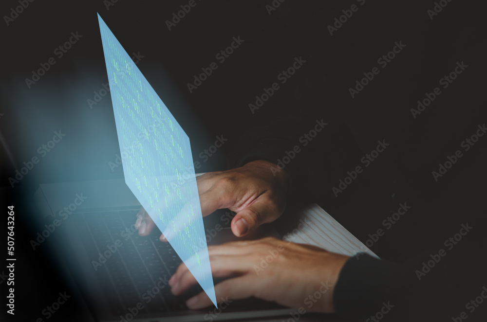 Poster data theft and cybersecurity codes digital crime concept protecting data from hackers.