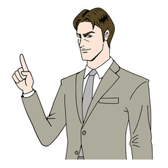 アメコミタッチの説明するビジネスマン