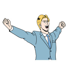 アメコミタッチの喜ぶビジネスマン