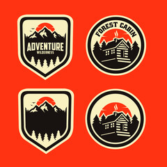 Adventure Outdoor Camping Emblem Bundle Set Logo Design Template
