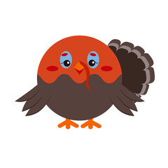 Circle turkey bird farm animal face icon isolated on white background. Cute cartoon round shape turkey kawaii avatar for kids character. Vector flat clip art illustration mobile ui game application.