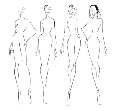 Fashion templates. Croquis. A figure of a woman on a white background