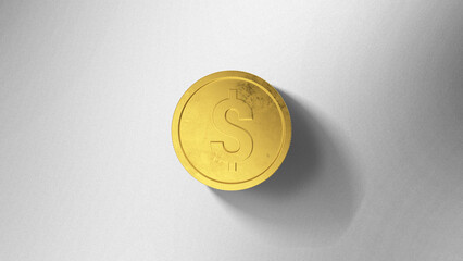 Coin Dolar Sign - Super HighQuality Coin - Gold coin - with Background - White
