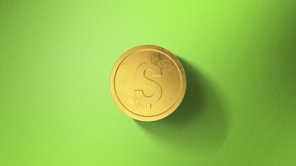 Coin Dolar Sign - Super HighQuality Coin - Gold coin - with Background - Green