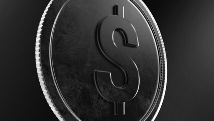 Coin Dolar Sign - Super HighQuality Coin - Black coin with light bright white