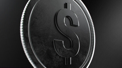 Coin Dolar Sign - Super HighQuality Coin - Black coin with light brights white