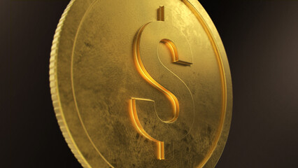 Coin Dolar Sign - Super HighQuality Coin - Gold Coin - 45 degrees