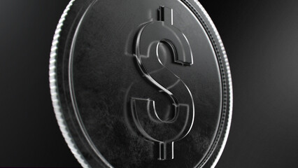 Coin Dolar Sign - Super HighQuality Coin - Coin Dolar Sign - Super HighQuality Coin - Black  Translucent coin with light brights white
